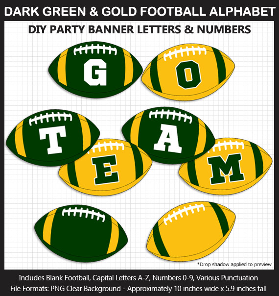 Printable Green Bay Packers-Inspired Football Party Banner Letters - DIY Packers Party Banner